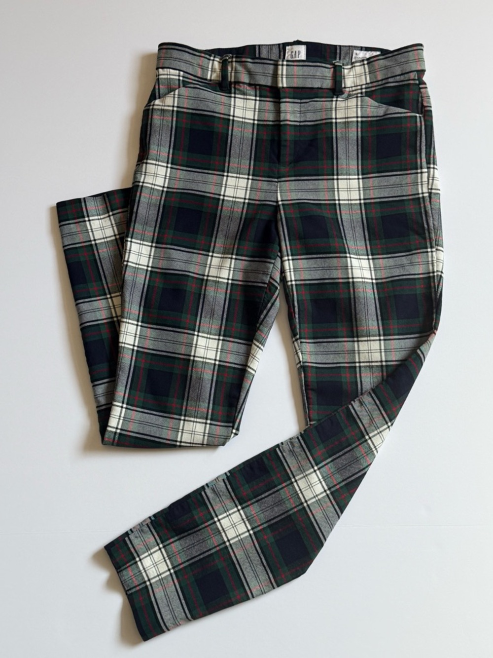 GAP Signature Skinny Ankle Pants Womens Size 6 Plaid Green Navy Stretch Mid Rise